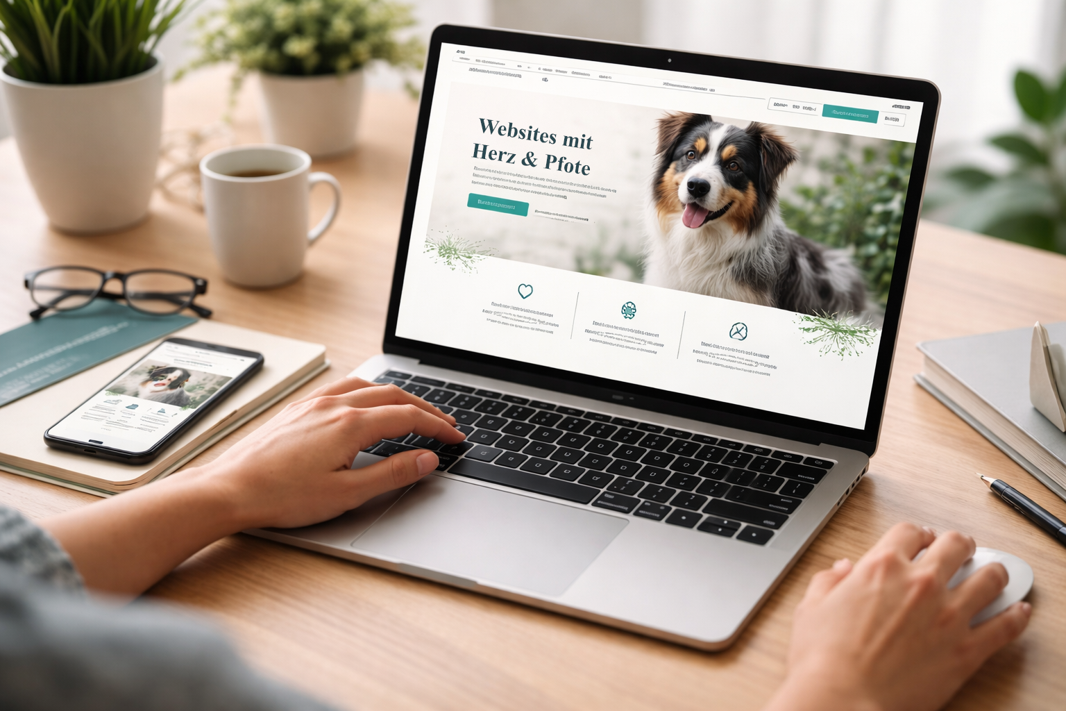 Moderne Webdesign-Unterseite mit klarer Struktur